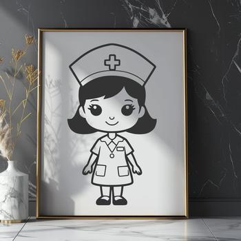 A female nurse depicted in full body attire.