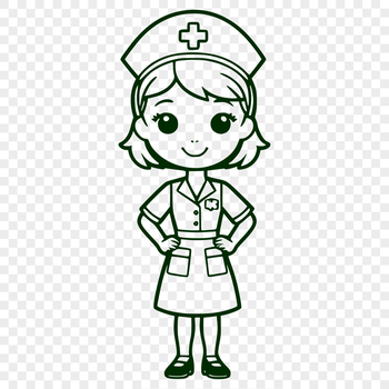 Female nurse depicted in full body attire, suitable for medical and health-related designs.