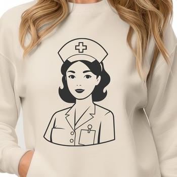 Vector illustration of a woman working as a nurse in a hospital setting.