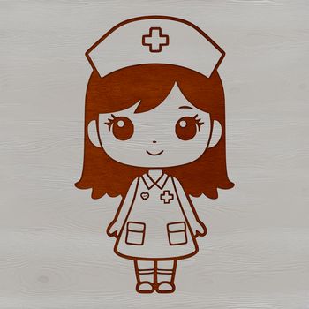Female healthcare professional in nursing attire, vector graphic illustration.