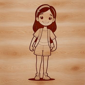 A young female character made from vector shapes, suitable for digital crafting or design projects.