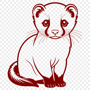 A cartoon-style illustration of a ferret in profile view.