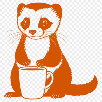 A simple vector illustration of a ferret in a cup.