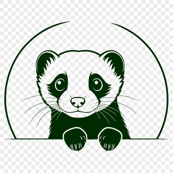 A vector illustration of a ferret peeking out from behind a object.