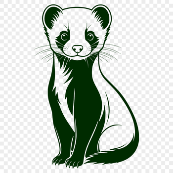 A cute, furry ferret depicted in a simple vector design, suitable for commercial or personal use.