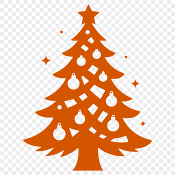 A digital representation of a festive Christmas tree with branches and ornaments.