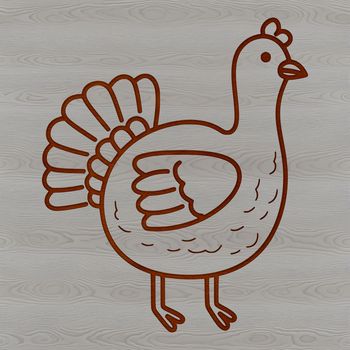 A simple line drawing illustration of a turkey, suitable for vector design.