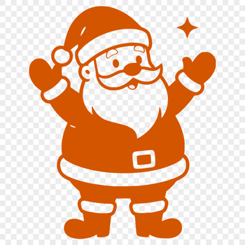 A digital illustration of a jolly old man in red with a white beard, hat, and coat, associated with the Christmas season.