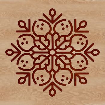 A delicate snowflake illustration made from intricate lines and shapes.