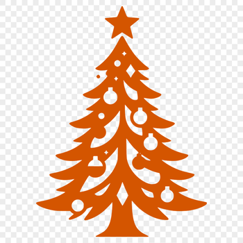 A simple vector illustration of a Christmas tree decorated with lights and ornaments.