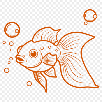 A simple illustration of a goldfish in various colors, suitable for vector design projects.