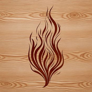 Vector illustration of a stylized flame shape in bold lines and smooth curves.