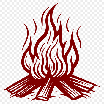 An open flame burning in a campfire setting outdoors.
