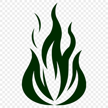 A stylized illustration of a flame shape in vector format.