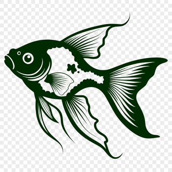 A colorful goldfish in a small aquarium, suitable for vector design and digital crafting.