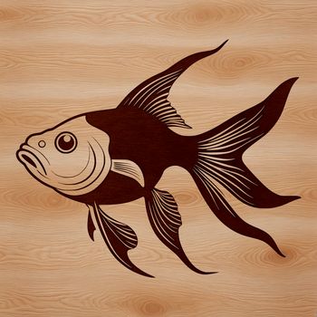 A colorful illustration of a goldfish swimming in water, designed as a vector graphic.