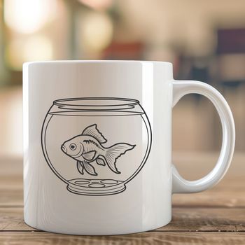 A colorful goldfish swimming in a fish bowl, suitable for use as clip art or vector design.