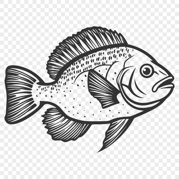 An accurate depiction of a crappie fish from head to tail.