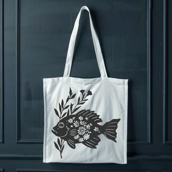 A detailed illustration of a full-body Crappie fish in a floral pattern.
