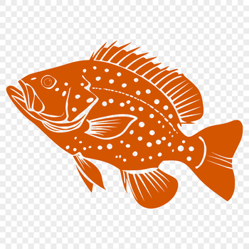 A detailed vector illustration of a full-body crappie fish in a natural environment.