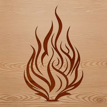 Graphic representation of a fire motif as a scalable line art design.