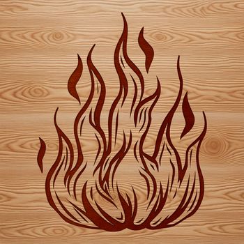 Flame icon made from vector shapes with transparent background.
