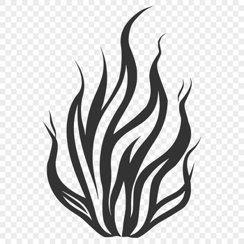 A stylized flame shape made from bold lines and curves, suitable for use as a vector graphic in various design software.