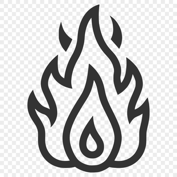 Simple line drawing of flames, ideal for vector designs and commercial use.