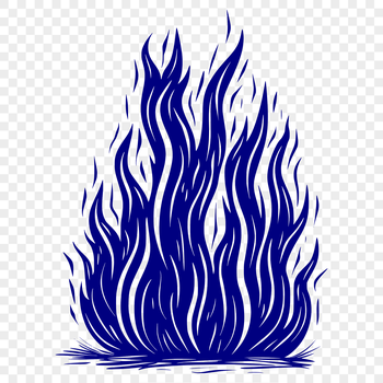 A stylized illustration of flames in a dynamic shape, designed as vector art.