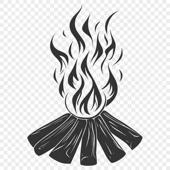 A vector illustration of an outdoor camp fire with flames, perfect for clip art design.