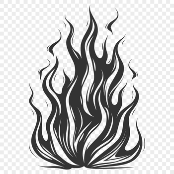A stylized illustration of flames in bold, vector lines.
