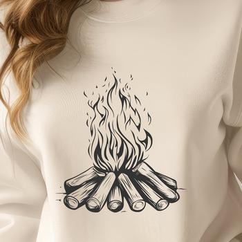 A stylized illustration of a camp fire, suitable for outdoor enthusiasts and graphic designers.