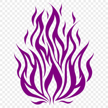 A stylized illustration of a flame shape with flickering edges.