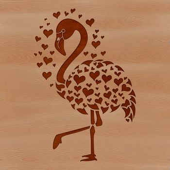 A stylized illustration of a flamingo bird in a playful pose.