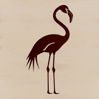 An illustration of a flamingo with distinctive pink plumage and long neck.