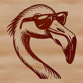 A digital illustration of a Flamingo bird's head in a vector format.