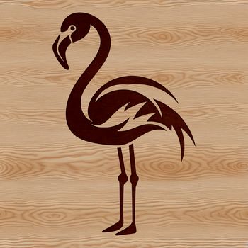 An isolated vector graphic representation of a single flamingo bird.