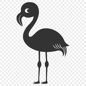 A full-body illustration of a flamingo standing on one leg.