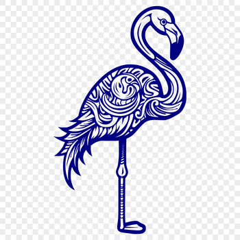 A colorful illustration of a standing flamingo with intricate details, ideal for use in vector graphics.