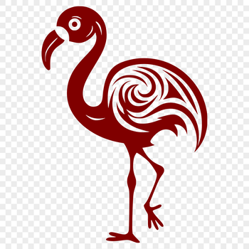 A full-body depiction of a flamingo, a type of large wading bird commonly found in tropical and subtropical regions.