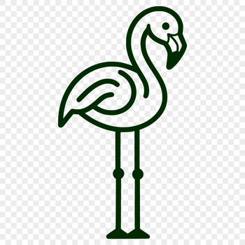 A simple line drawing of a flamingo in full-body pose, suitable for vector designs.