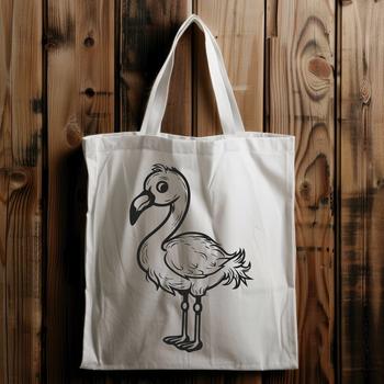 A full-body illustration of a flamingo bird standing upright.