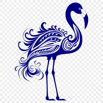 A full-body illustration of a flamingo bird with ornate details in a vector format.