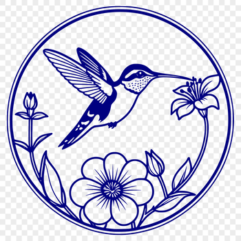 A colorful illustration of a hummingbird perched on a branch surrounded by flowers.