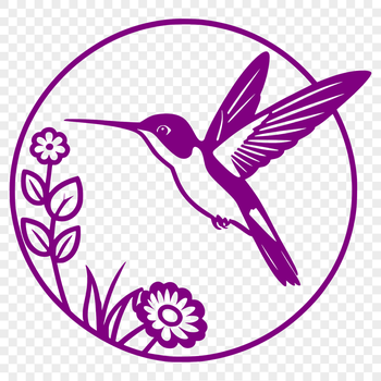 A vibrant illustration of a hummingbird surrounded by floral elements, suitable for vector art and clip art designs.
