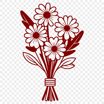 A stylized bouquet of flowers with mixed blooms, suitable for wedding or Mothers Day designs.