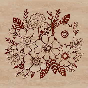 A floral arrangement featuring a bouquet of flowers in a decorative design, suitable for vector graphics.
