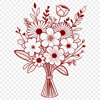 A vector illustration of a mixed floral bouquet with a variety of flowers.