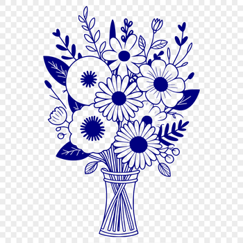 A vector design featuring a collection of flowers tied together with a ribbon.