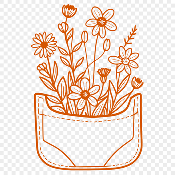 A floral design featuring a stylized flower pocket in vector format, suitable for cutting machines or laser cutters.